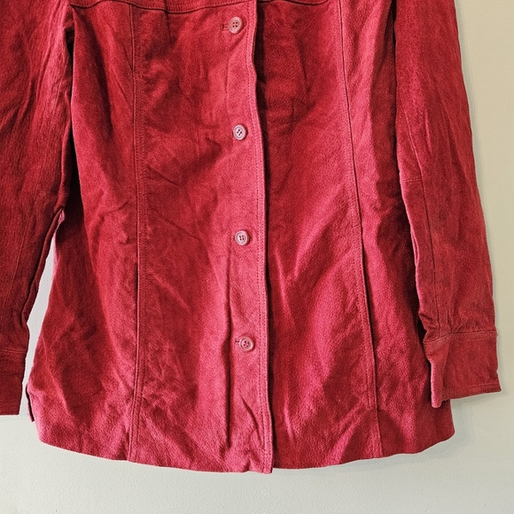 Jaclyn Smith Vintage Leather Jacket Red Fall Winter Blazer Shacket Size Large - Picture 6 of 15